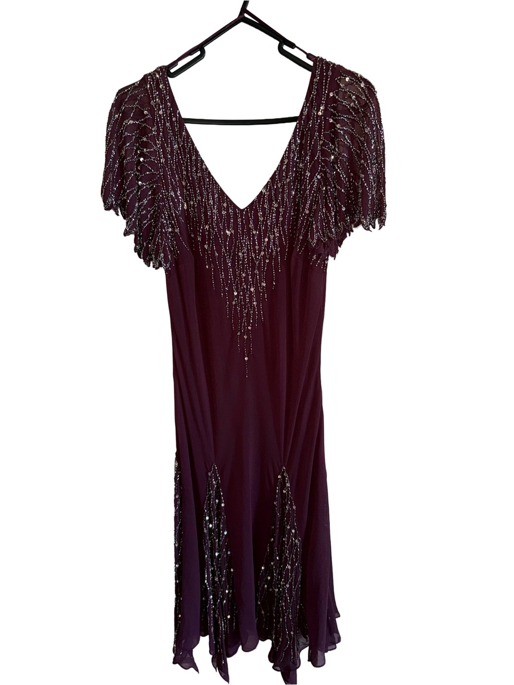 J Kara Purple Beaded Chiffon Dress - Picture 2 of 4